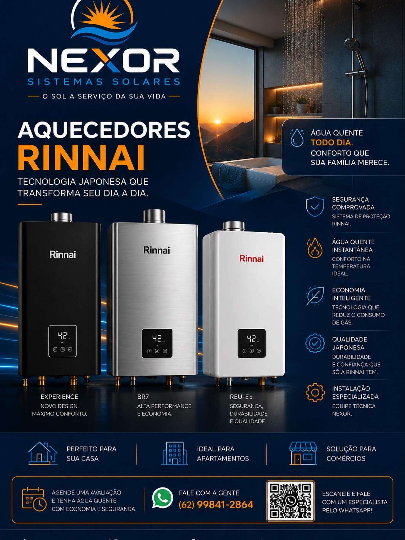 Aquecedores Rinnai instalados pela Nexor